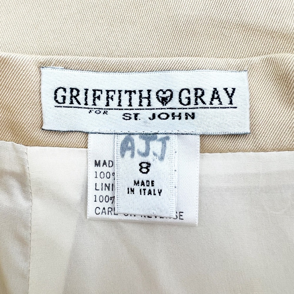 Griffith Gray for St. John Beige 100% Silk Pencil Skirt Made in Italy Size 8 - Picture 4 of 5